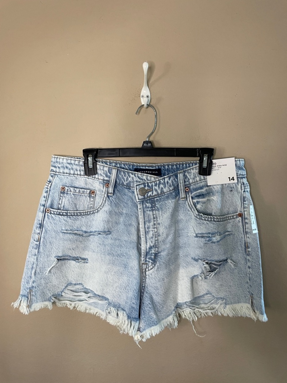 Aeropostale Light Blue Distressed Denim Jean Shorts SZ 14
